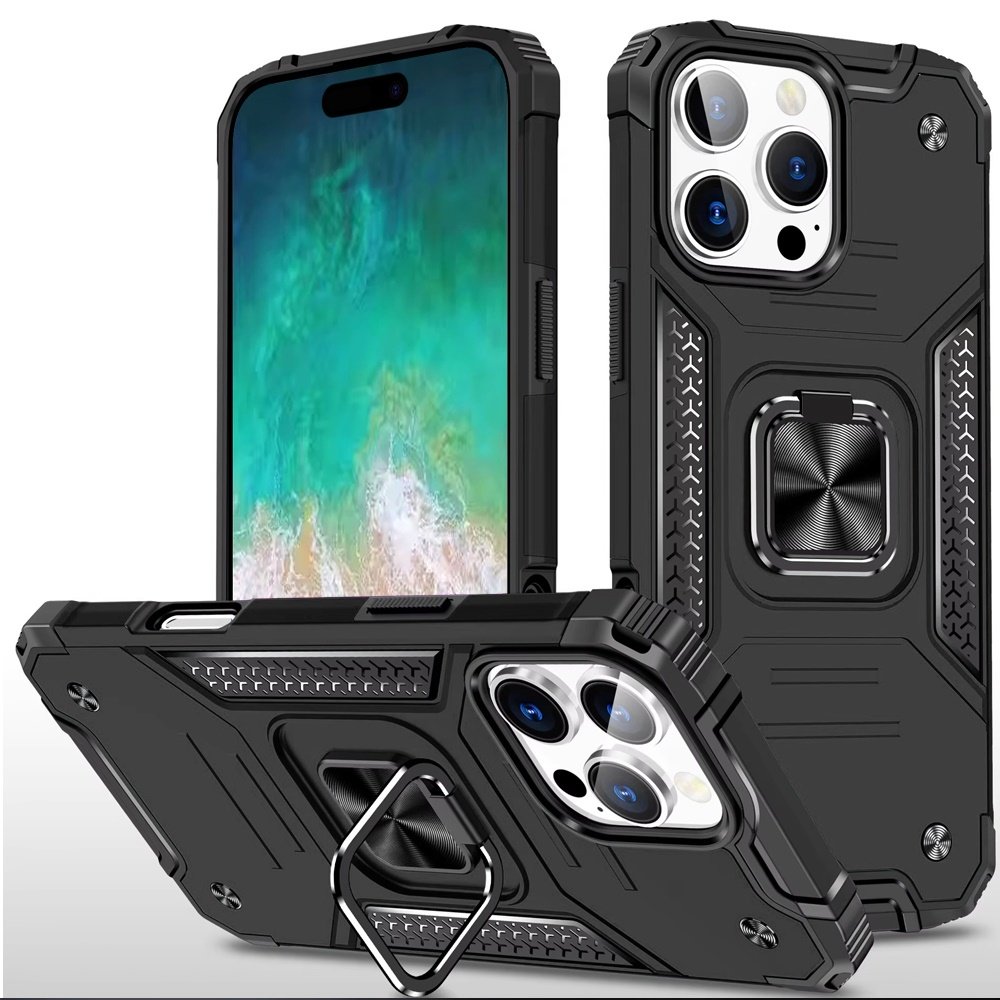 for iphone 16 pro max 6.9 inch robust magnetic kickstand hybrid case cover black