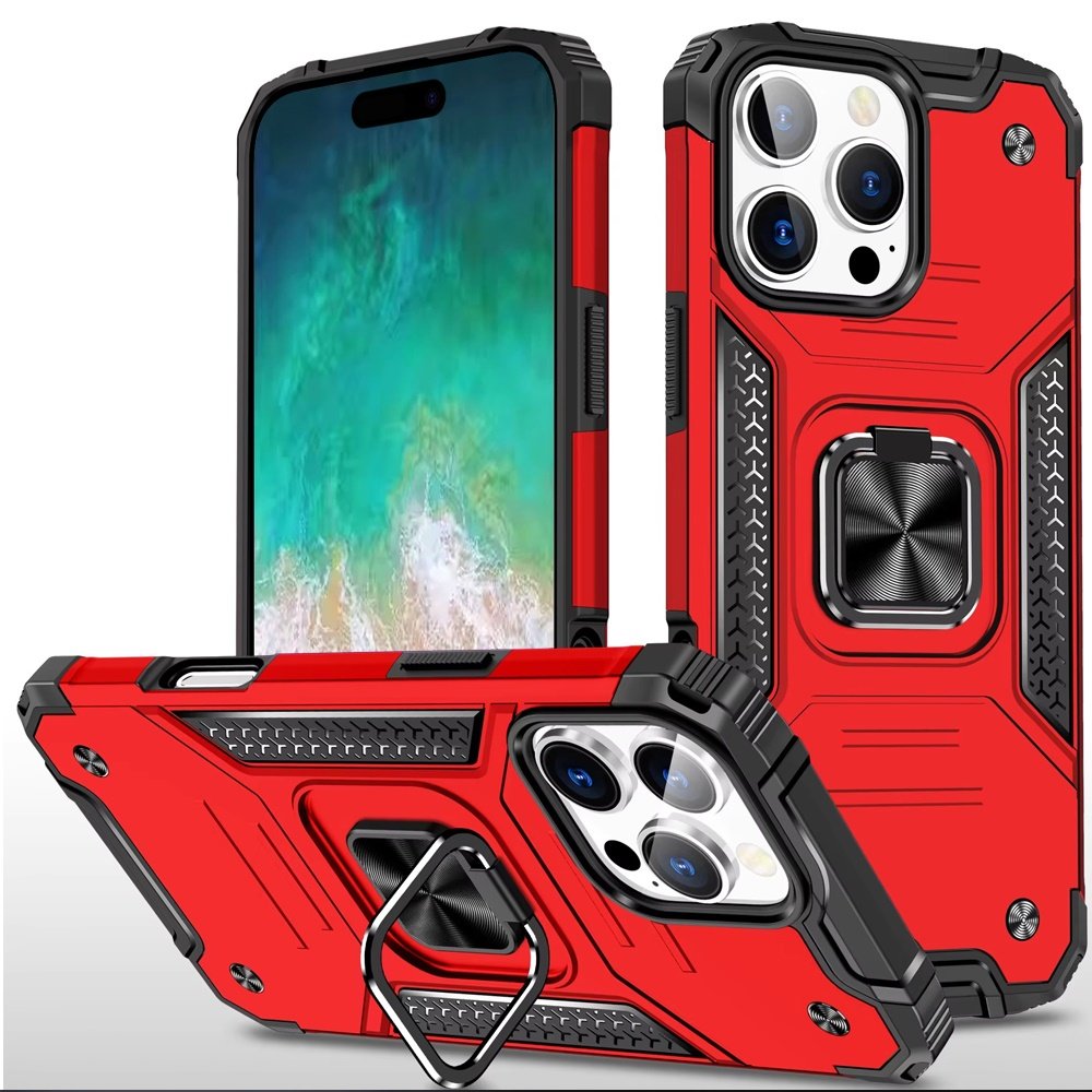 for iphone 16 pro max 6.9 inch robust magnetic kickstand hybrid case cover red