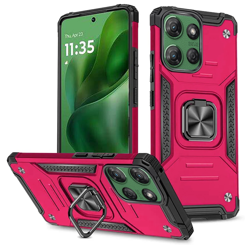 for moto g 5g 2025/2026 g play 2026 robust magnetic kickstand hybrid case cover hot pink