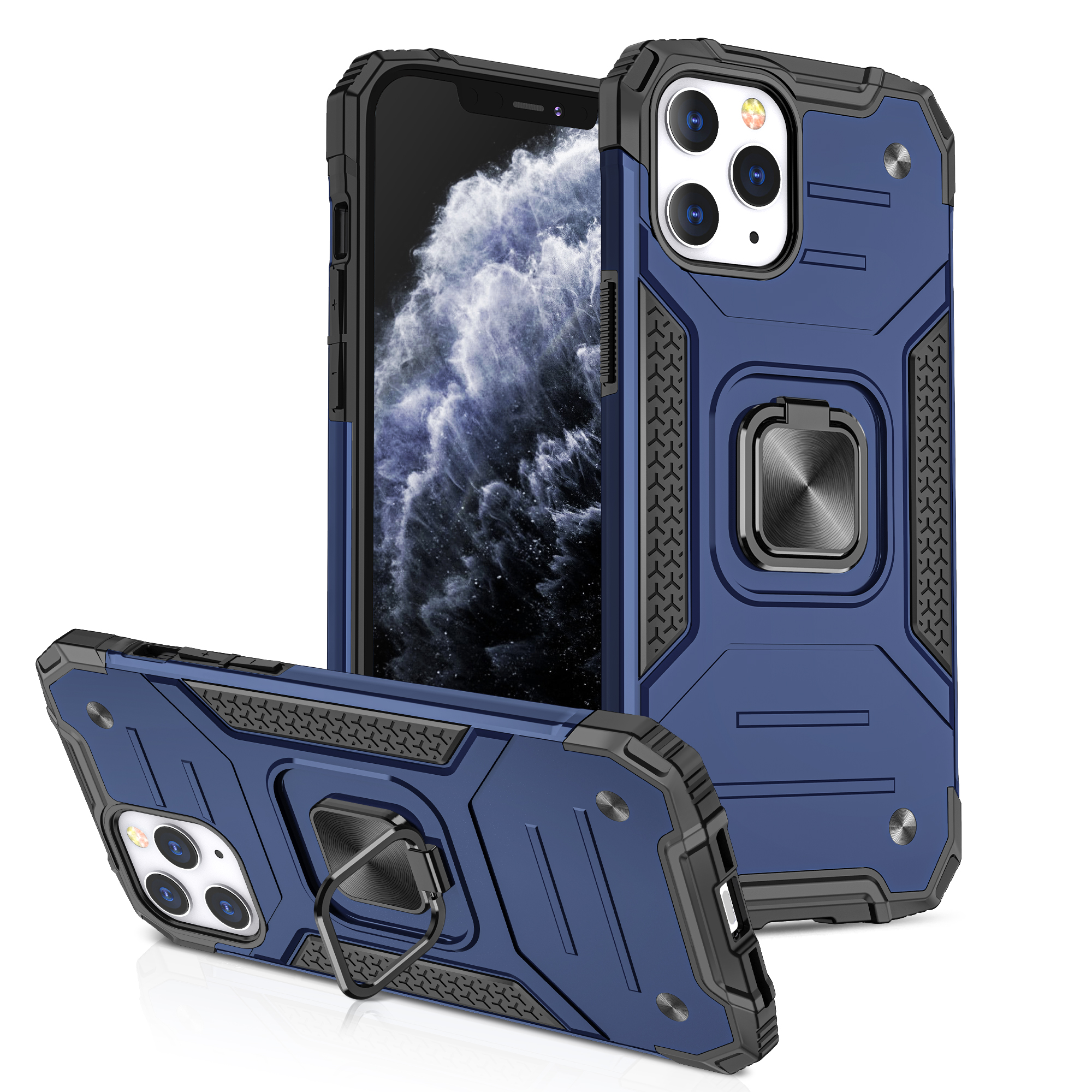 for iphone 15 pro robust magnetic kickstand hybrid case cover blue
