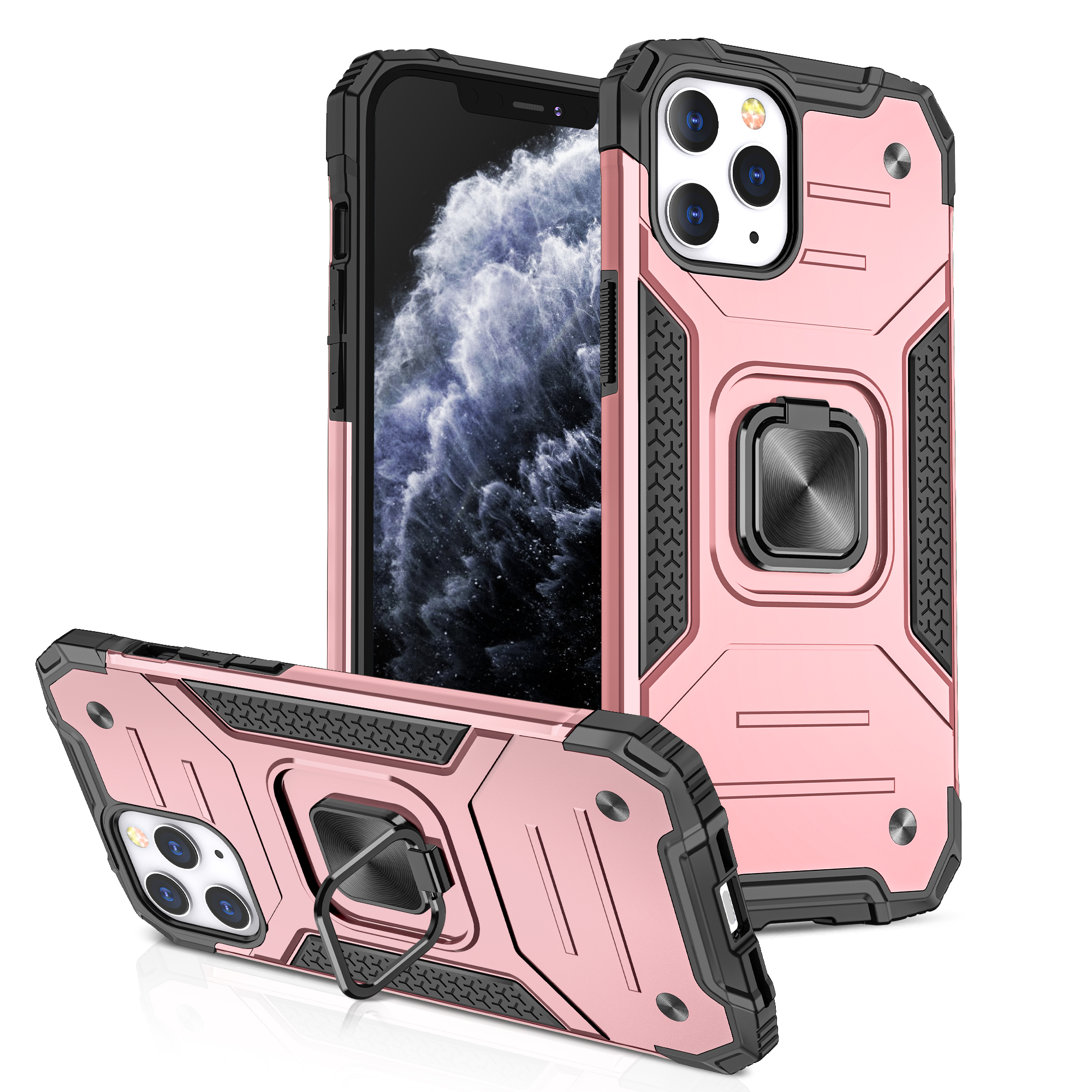 for iphone 15 robust magnetic kickstand hybrid case cover rose gold