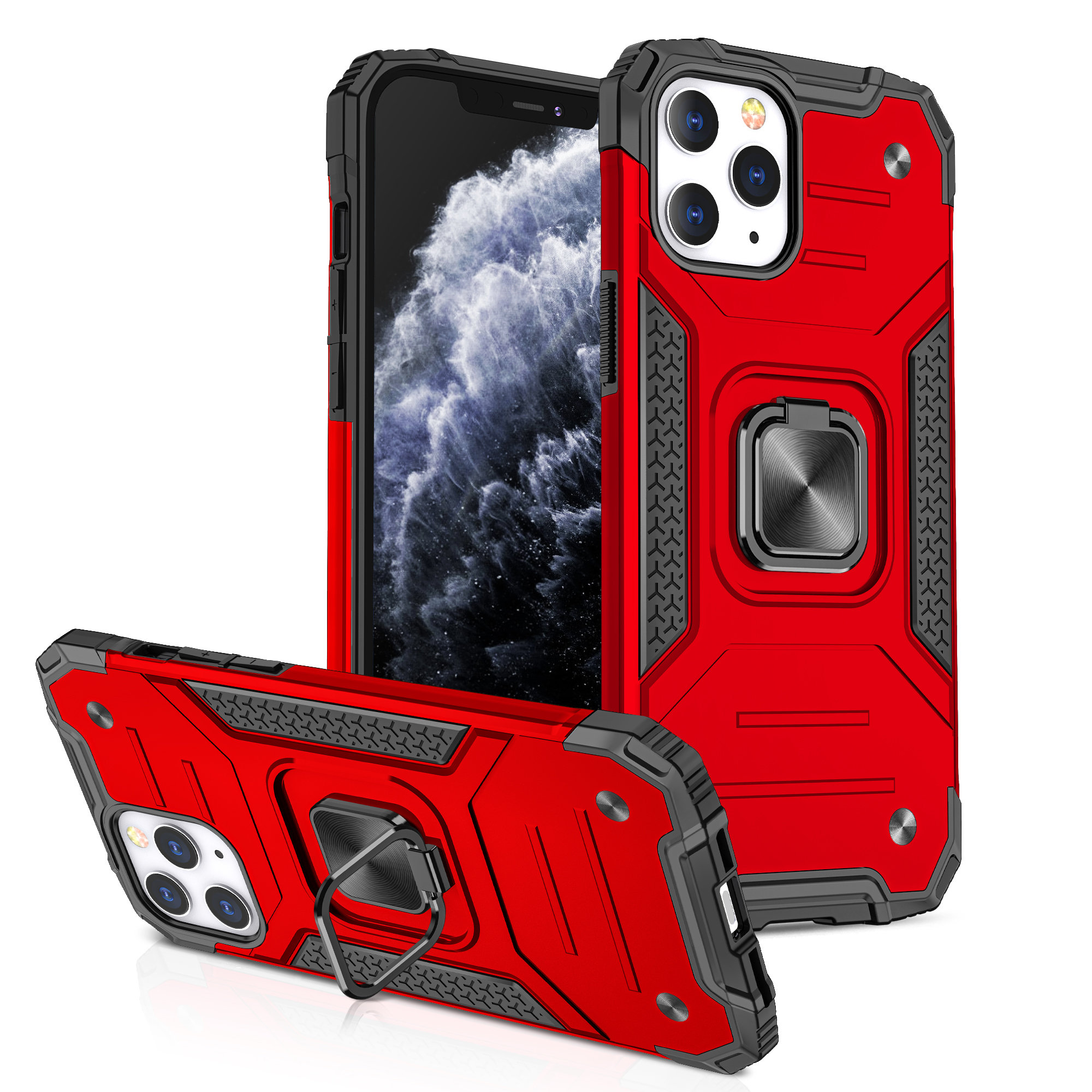 for iphone 15 plus robust magnetic kickstand hybrid case cover red