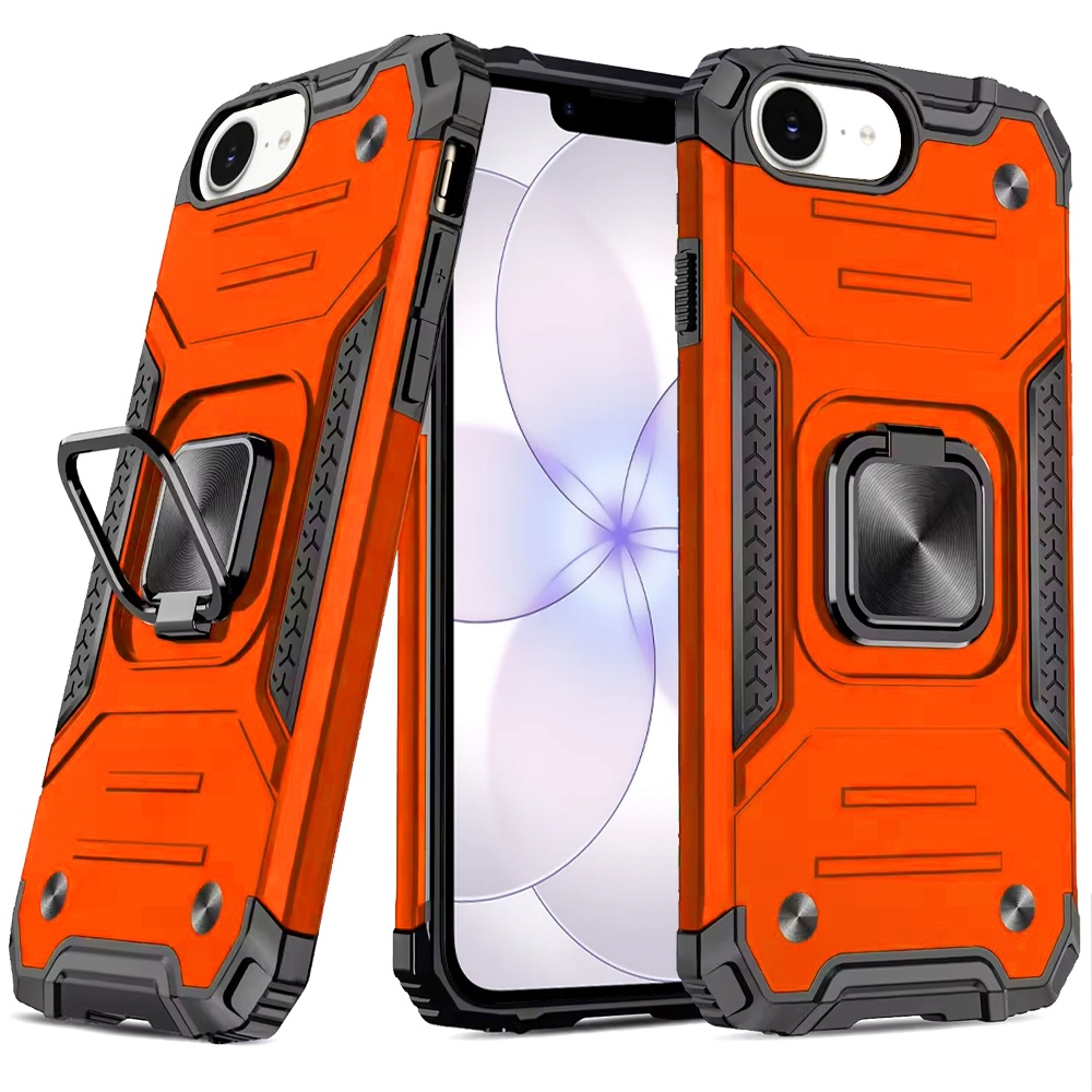for iphone 16e (e edition) / se4 (2025) robust magnetic kickstand hybrid case cover cosmic orange