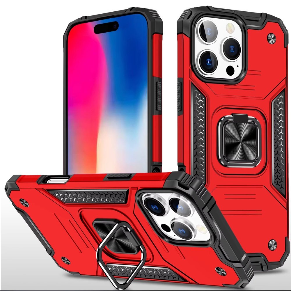 for iphone 16 pro 6.3 inch robust magnetic kickstand hybrid case cover red