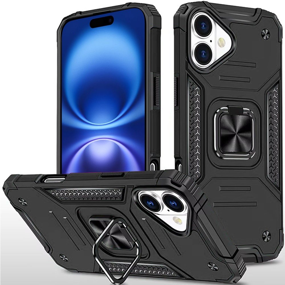 for iphone 17 robust magnetic kickstand hybrid case cover black