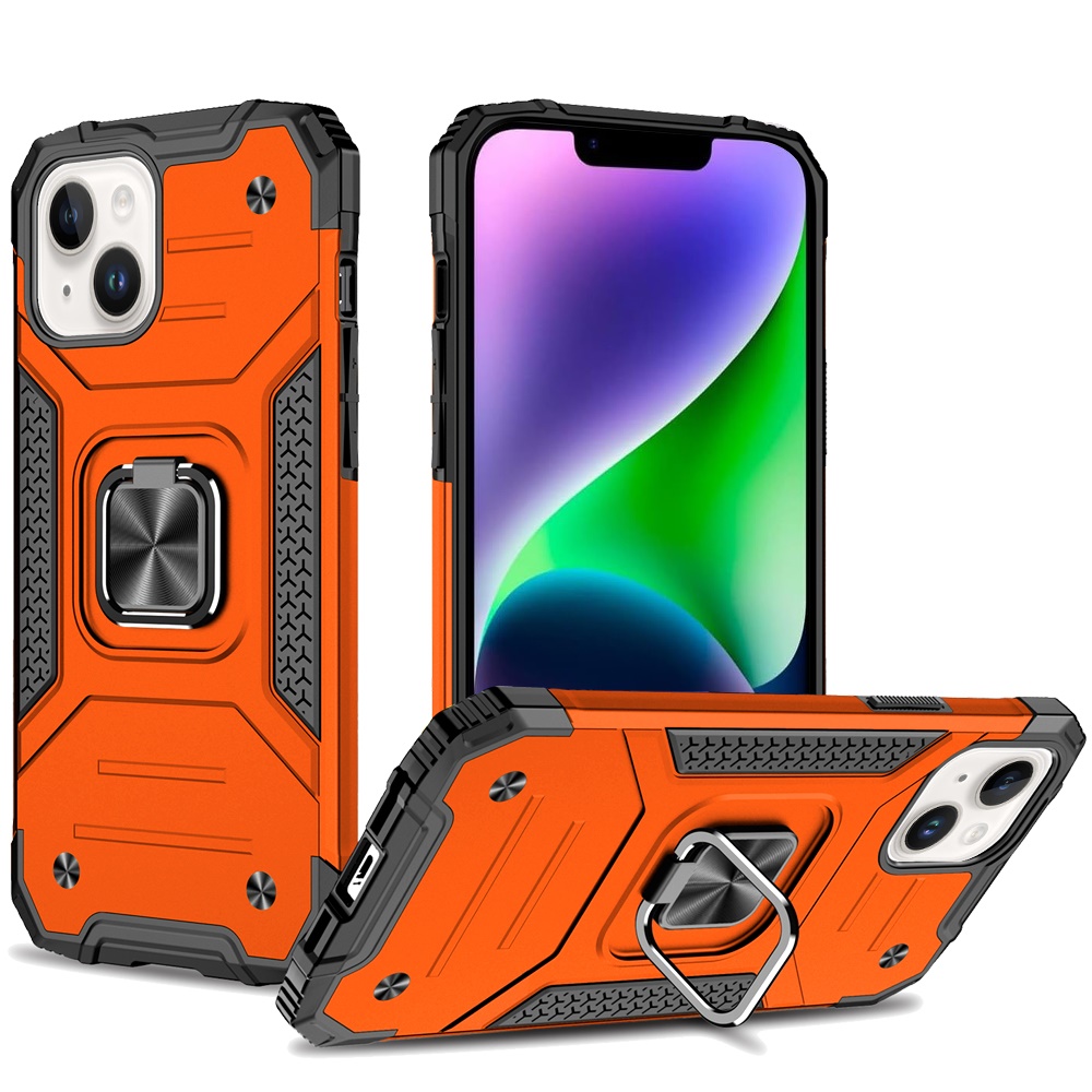 for iphone 13/14 robust magnetic kickstand hybrid case cover cosmic orange