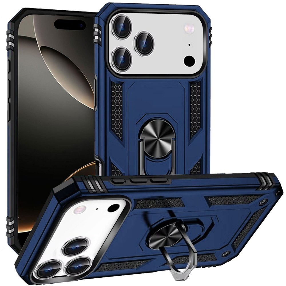 for iphone 17 pro max ring magnetic kickstand hybrid case cover blue