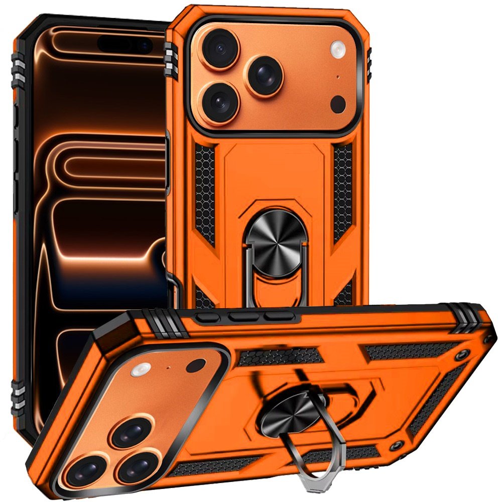for iphone 17 pro ring magnetic kickstand hybrid case cover cosmic orange