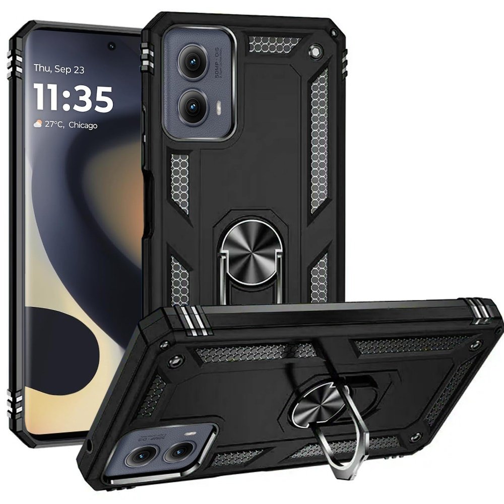 for motorola moto edge 5g 2024 ring magnetic kickstand hybrid black