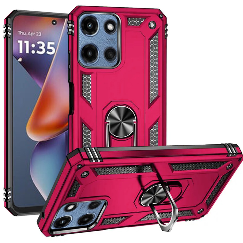 for moto g 5g 2025/2026 g play 2026 ring magnetic kickstand hybrid case cover hot pink