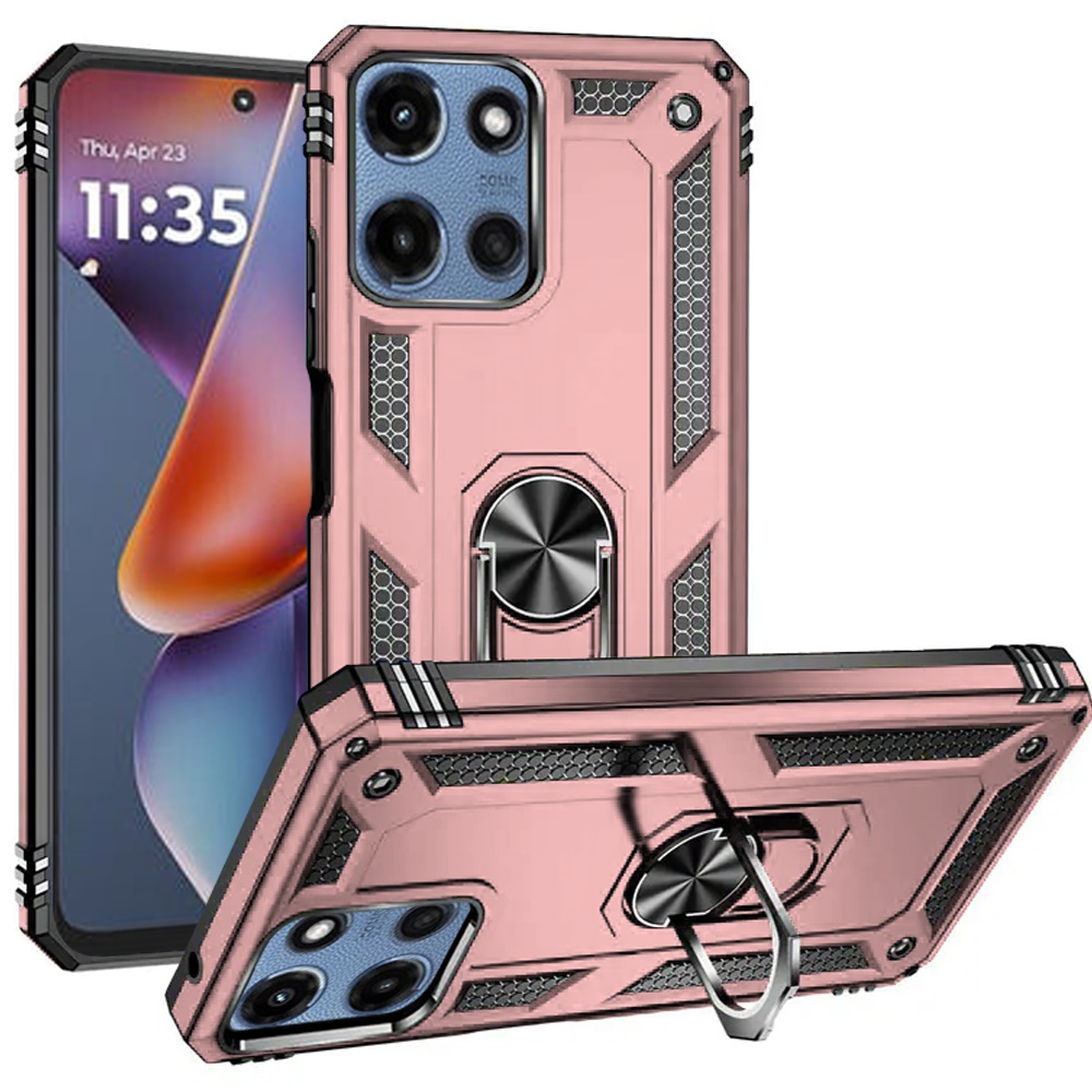 for moto g 5g 2025/2026 g play 2026 ring magnetic kickstand hybrid case cover rose gold