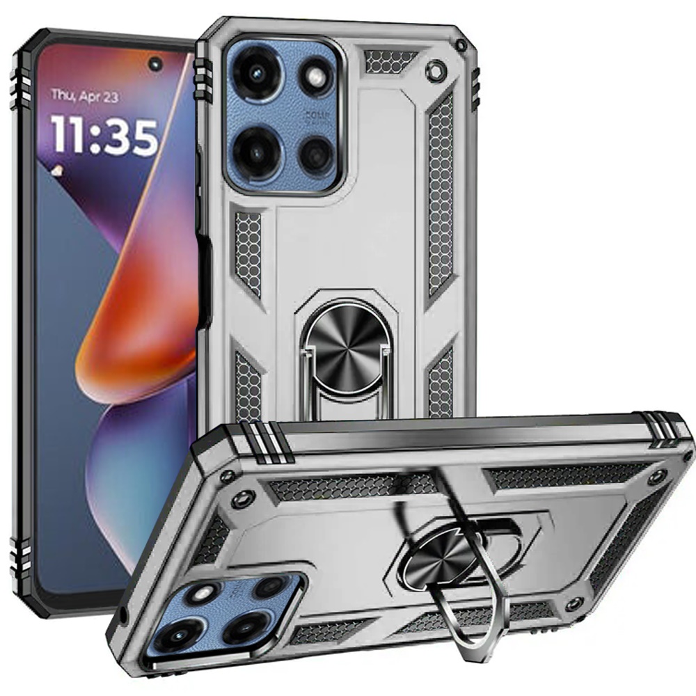for moto g 5g 2025/2026 g play 2026 ring magnetic kickstand hybrid case cover silver