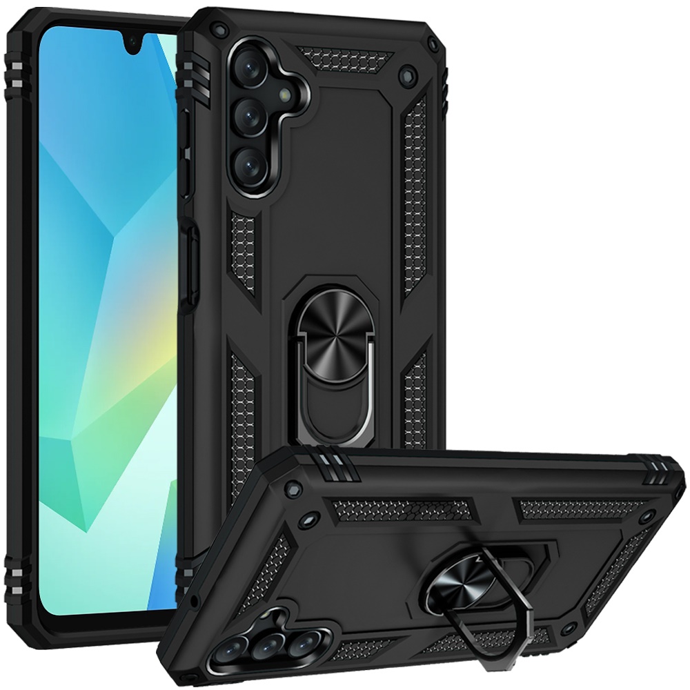 for samsung a16 5g ring magnetic kickstand hybrid case cover black