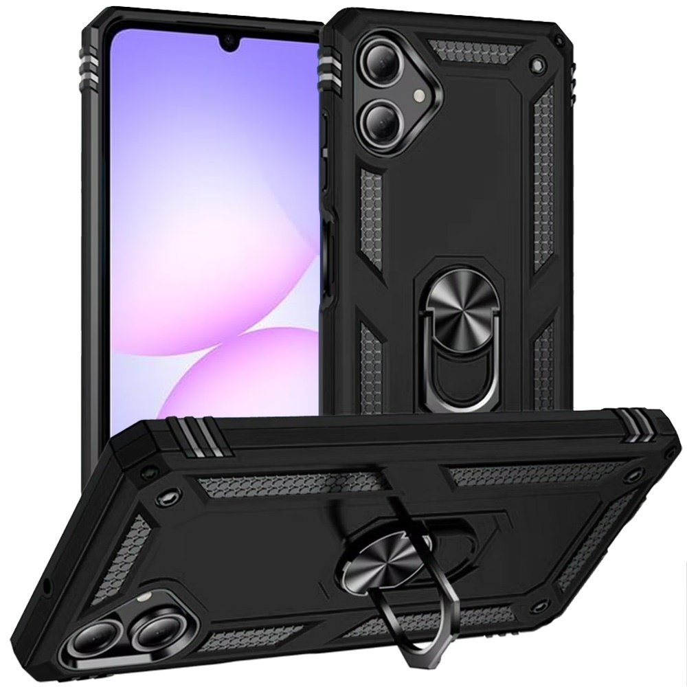 for samsung galaxy a07 ring magnetic kickstand hybrid case cover black
