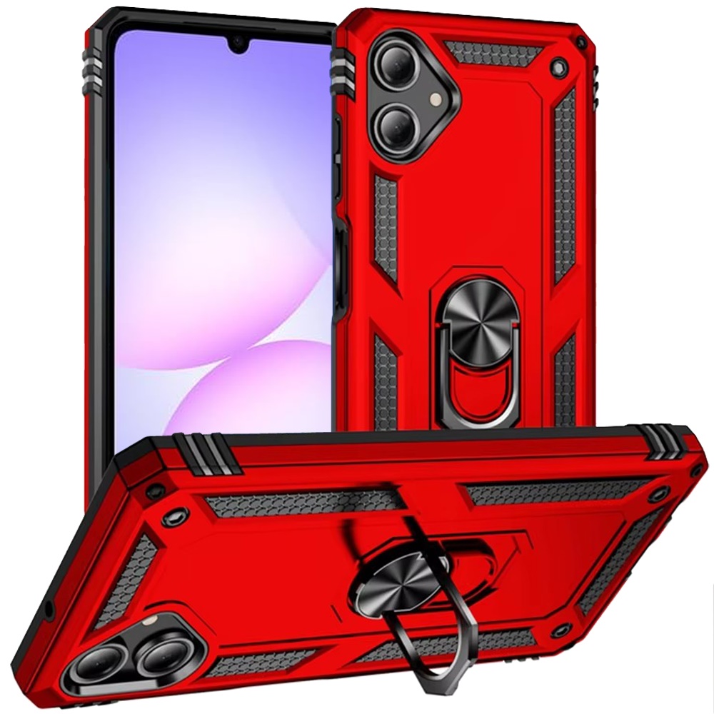 for samsung galaxy a07 ring magnetic kickstand hybrid case cover red