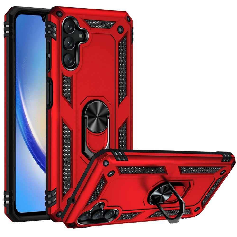 for samsung a15 5g ring magnetic kickstand hybrid case cover red