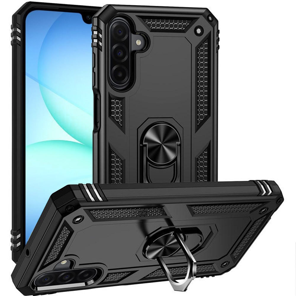 for samsung a17 5g ring magnetic kickstand hybrid case cover black