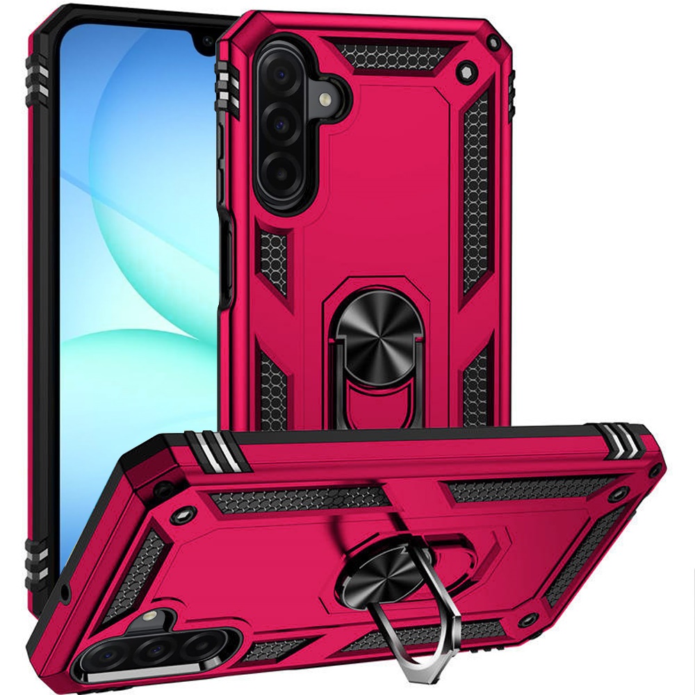 for samsung a17 5g ring magnetic kickstand hybrid case cover hot pink