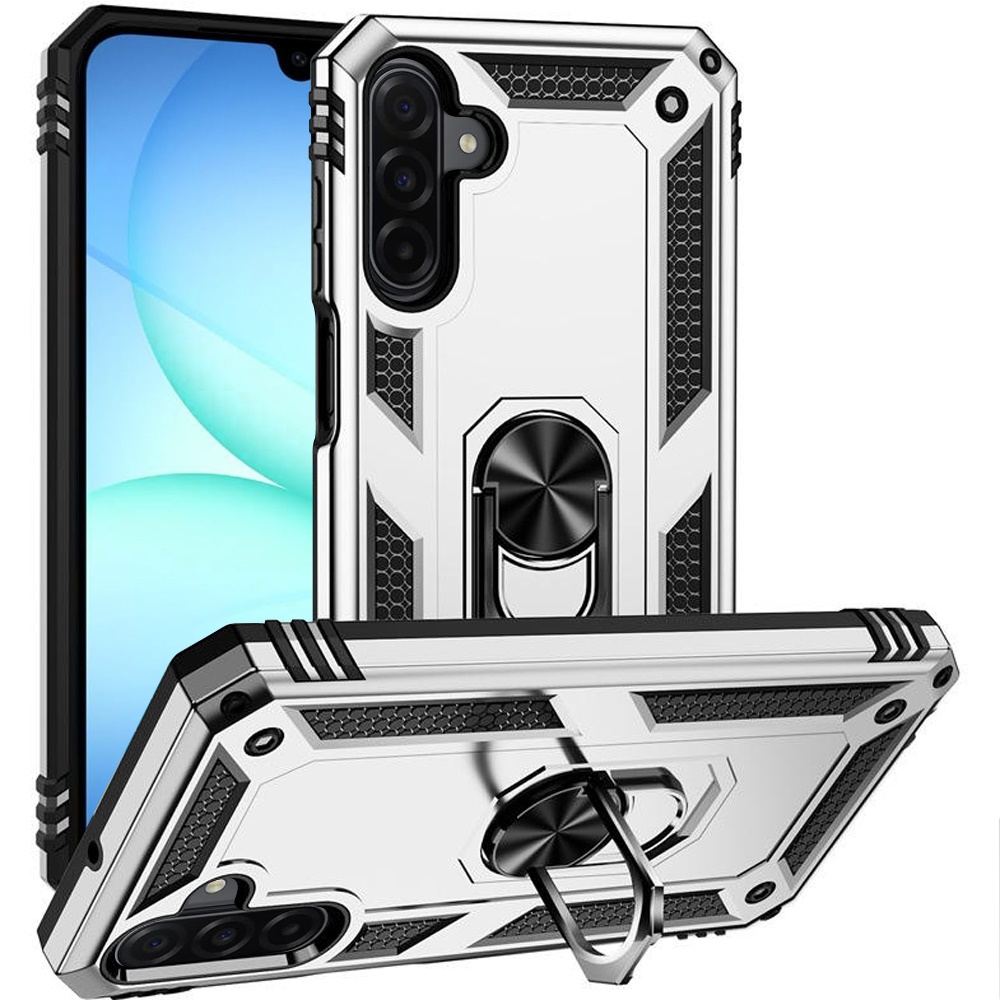 for samsung a17 5g ring magnetic kickstand hybrid case cover silver