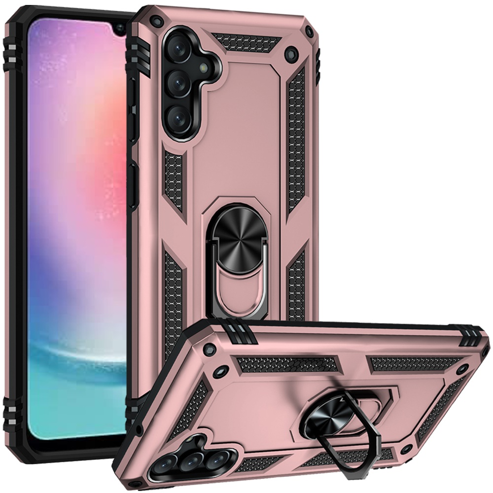 for samsung galaxy a26 ring magnetic kickstand hybrid case cover rose gold