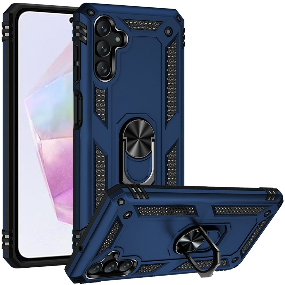 for samsung galaxy a36 / a56 ring magnetic kickstand hybrid case cover blue