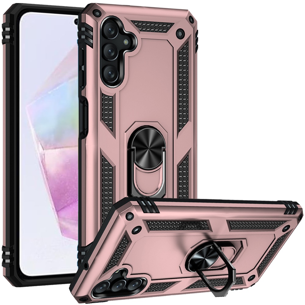 for samsung galaxy a36 / a56 ring magnetic kickstand hybrid case cover rose gold
