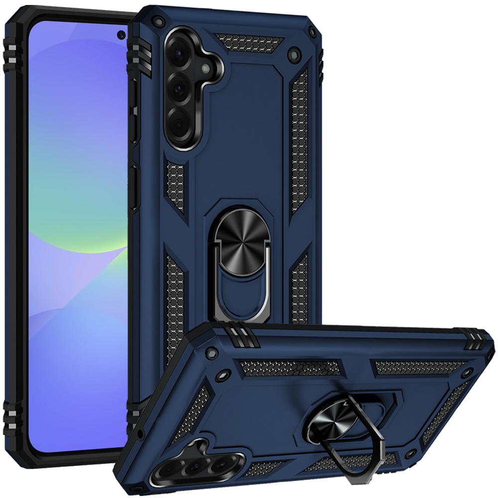 for samsung galaxy a37 ring magnetic kickstand hybrid case cover blue