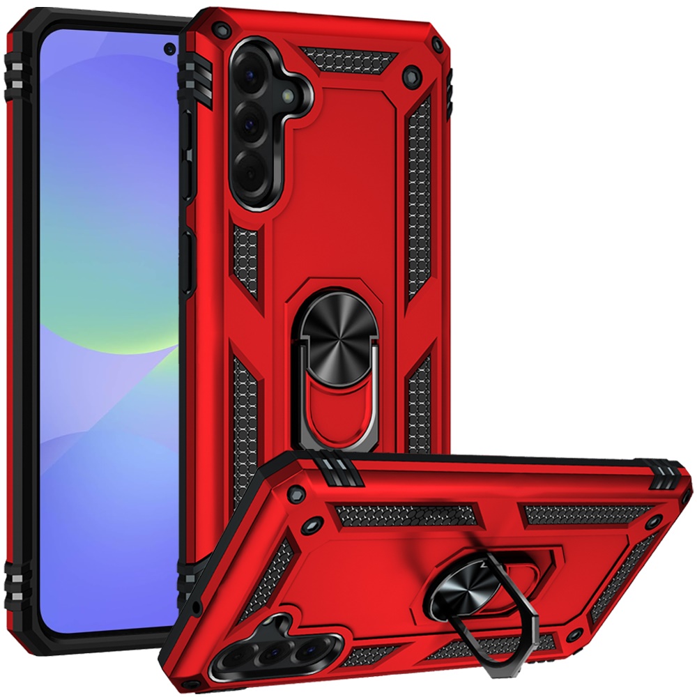 for samsung galaxy a37 ring magnetic kickstand hybrid case cover red