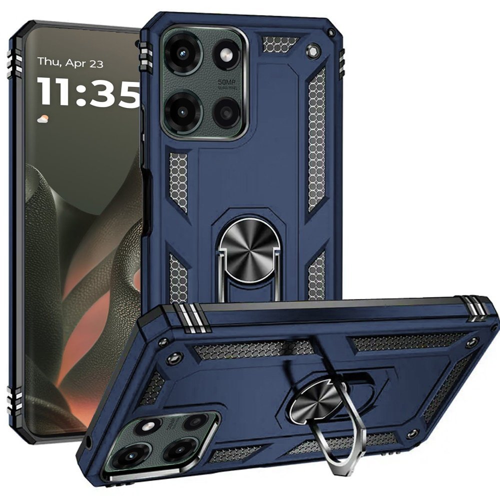 for motorola edge 2025 ring magnetic kickstand hybrid case cover blue