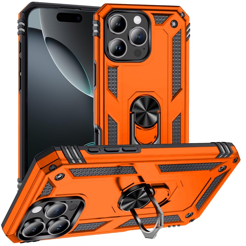 for iphone 16 pro max 6.9 inch ring magnetic kickstand hybrid case cover cosmic orange
