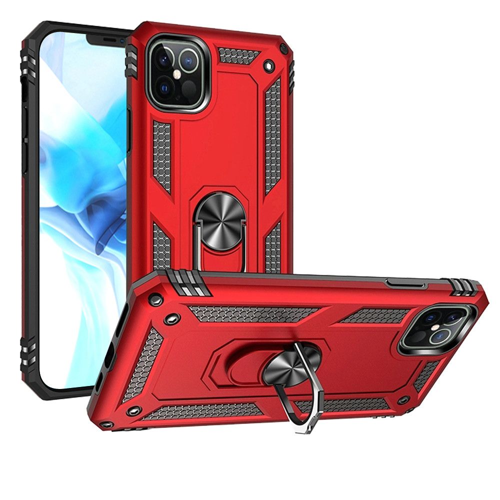 for iphone 13/14 ring magnetic kickstand hybrid case cover red