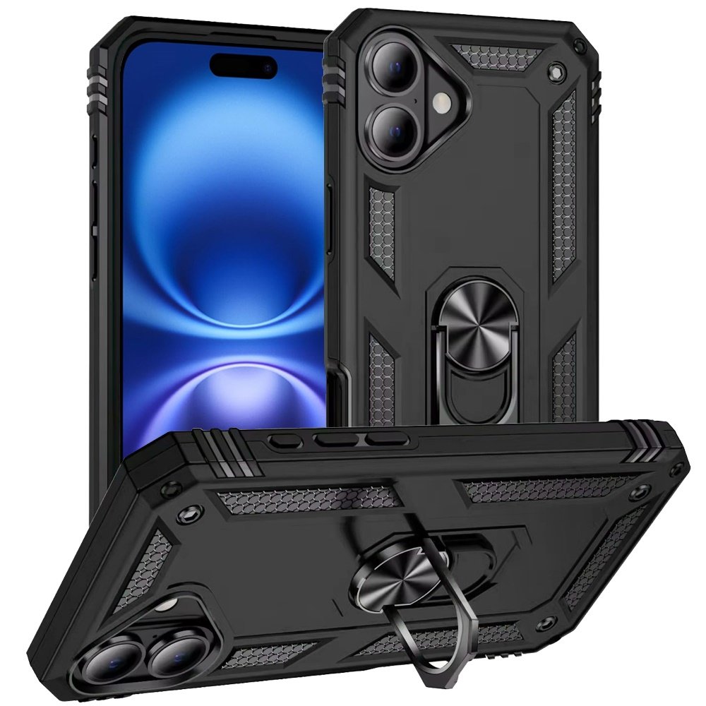 for iphone 17 ring magnetic kickstand hybrid case cover black