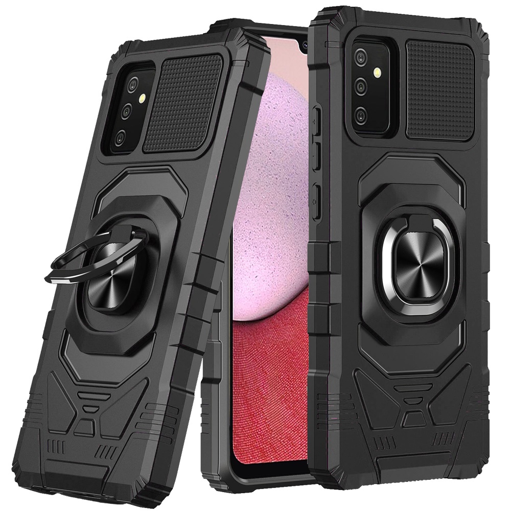 for samsung a14 5g robotic hybrid with magnetic ring stand case cover black