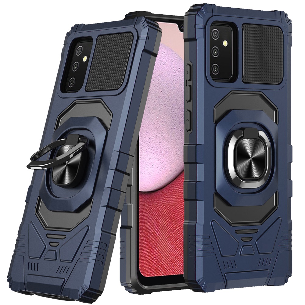 for samsung a14 5g robotic hybrid with magnetic ring stand case cover dark blue