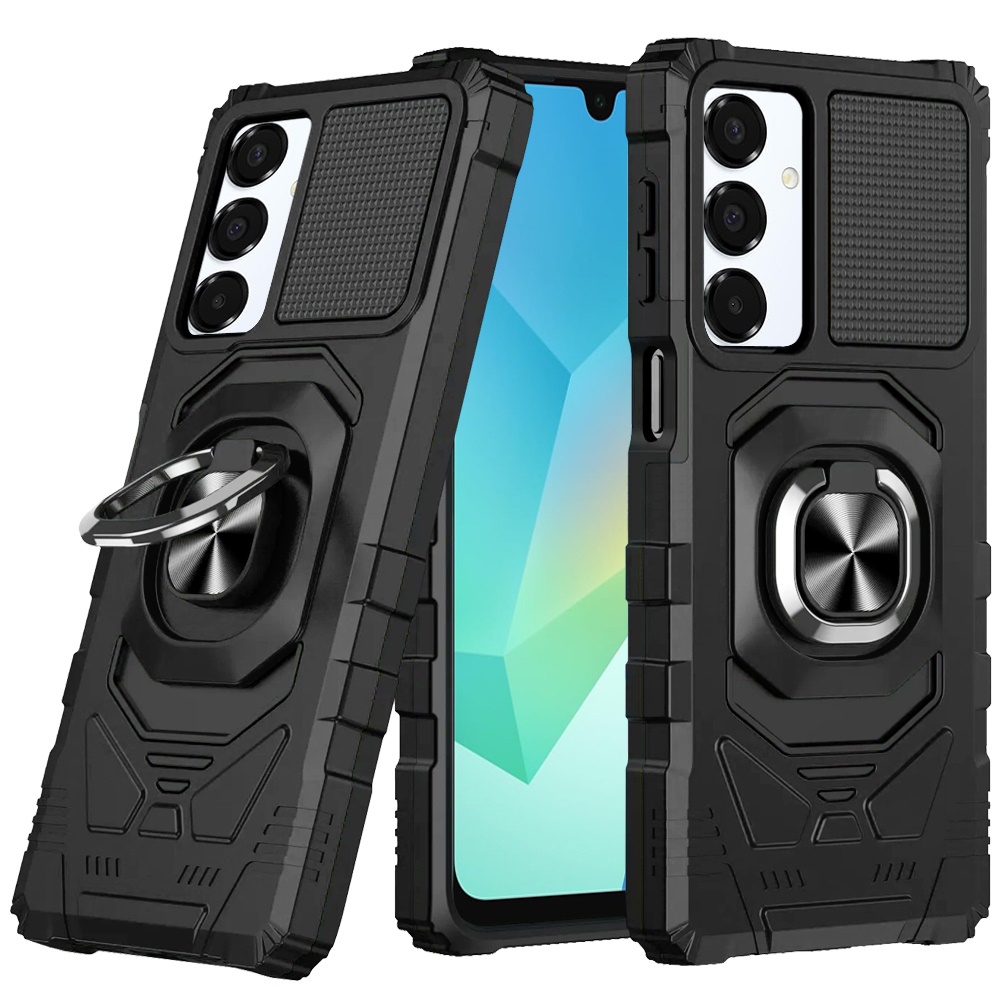 for samsung a16 5g robotic hybrid with magnetic ring stand case cover black