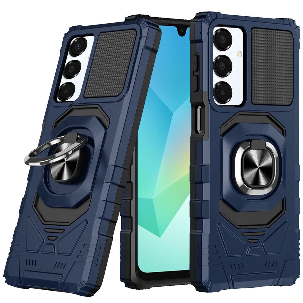 for samsung a16 5g robotic hybrid with magnetic ring stand case cover dark blue