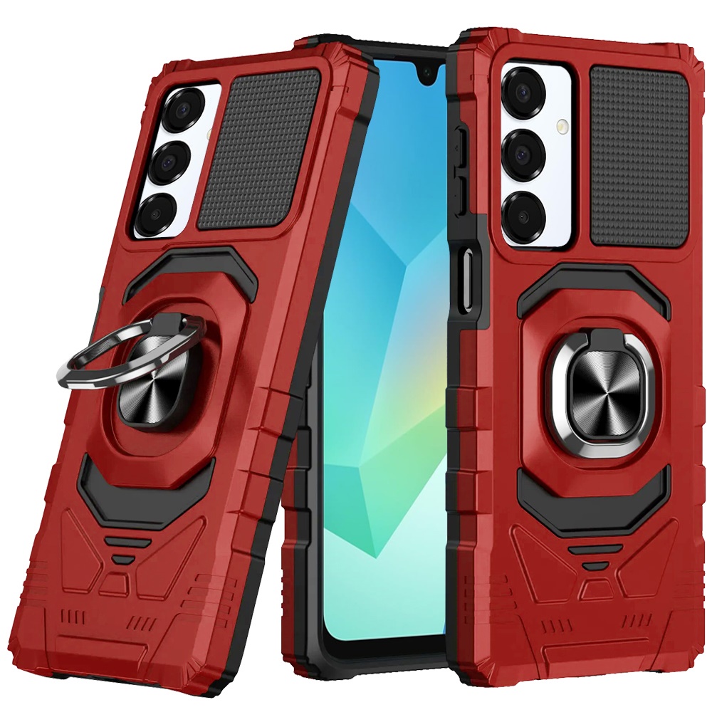 for samsung a16 5g robotic hybrid with magnetic ring stand case cover red