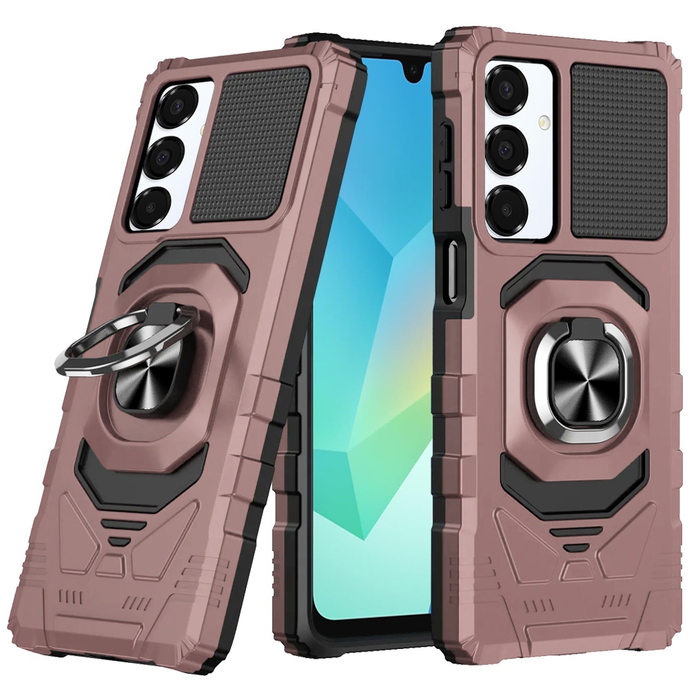 for samsung a16 5g robotic hybrid with magnetic ring stand case cover rose gold