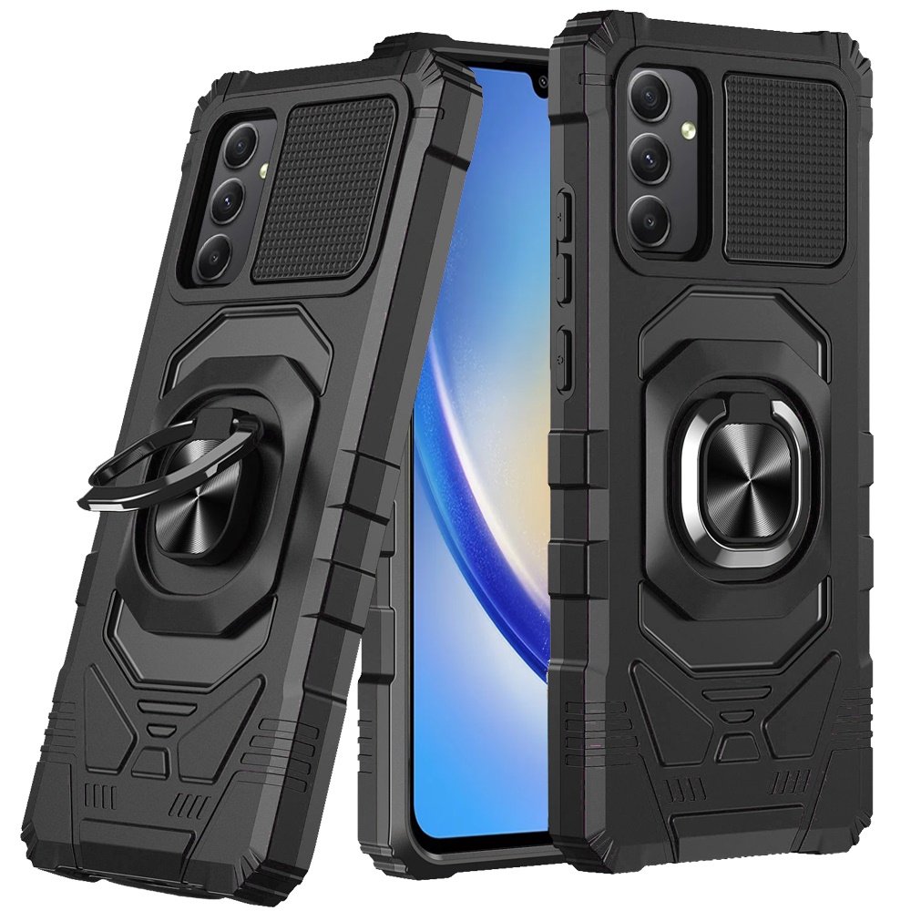 for samsung a15 5g robotic hybrid with magnetic ring stand case cover black