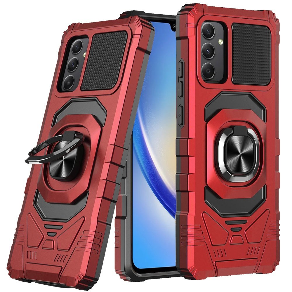 for samsung a15 5g robotic hybrid with magnetic ring stand case cover red