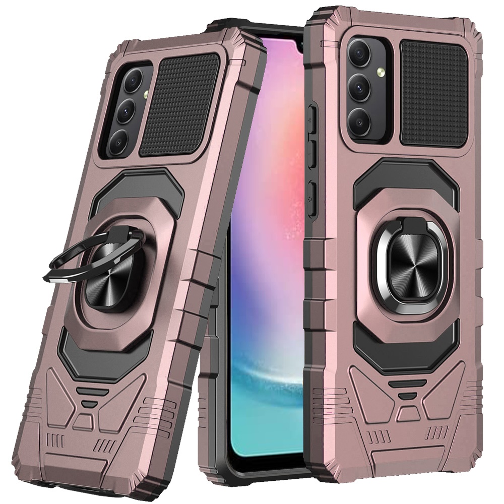 for samsung galaxy a26 robotic hybrid with magnetic ring stand case cover rose gold