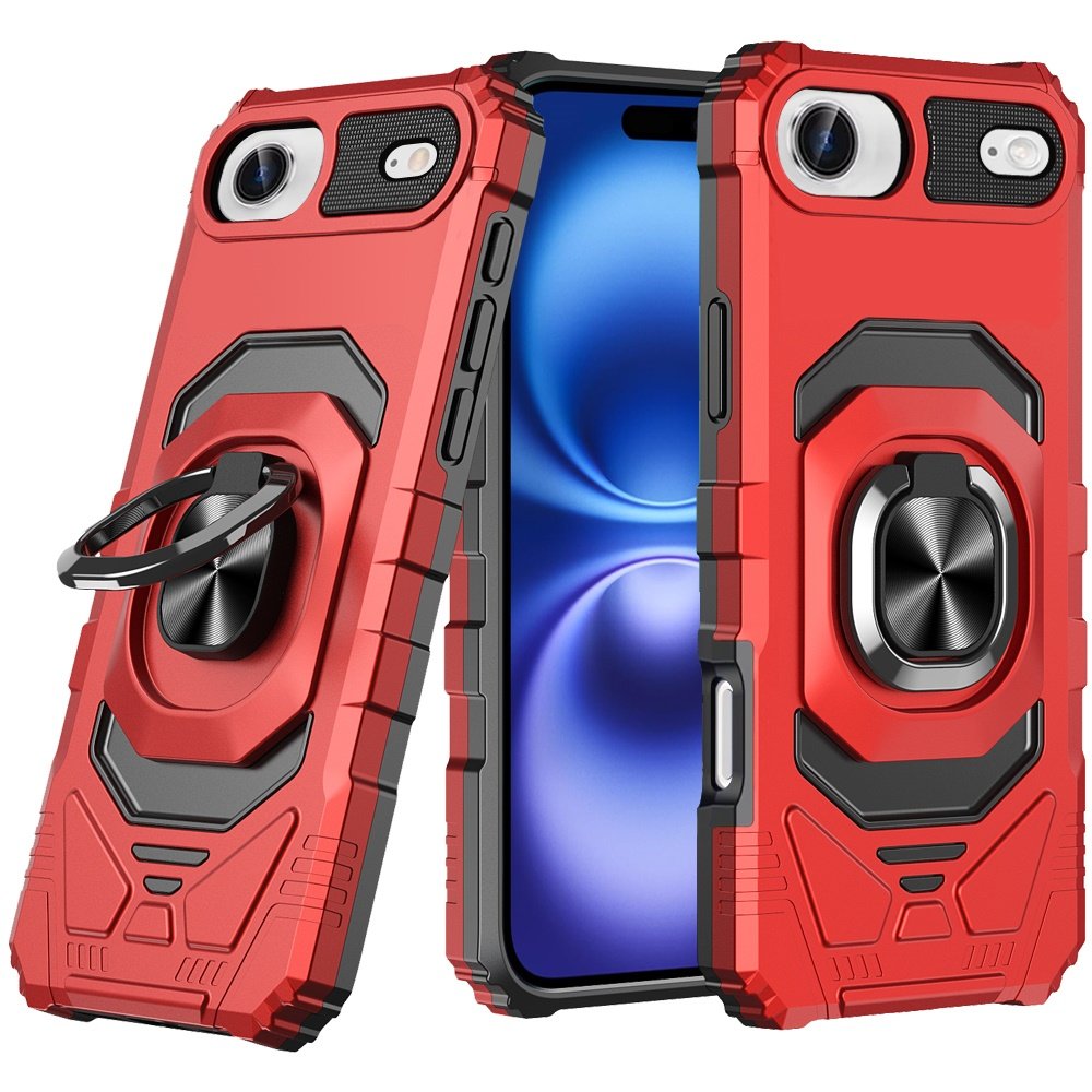 for iphone 17 air robotic hybrid with magnetic ring stand case cover red