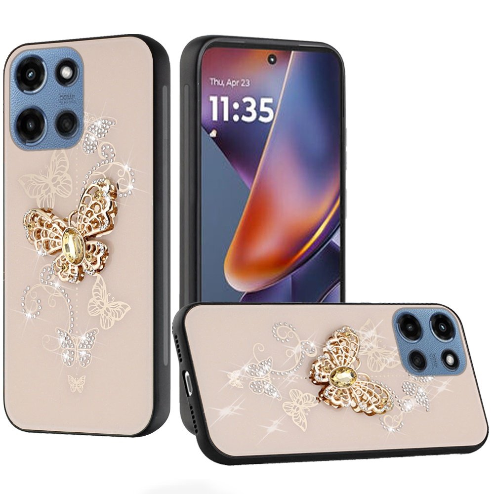 for moto g 5g 2025/2026 g play 2026 splendid diamond glitter ornaments engraving case cover garden butterflies gold