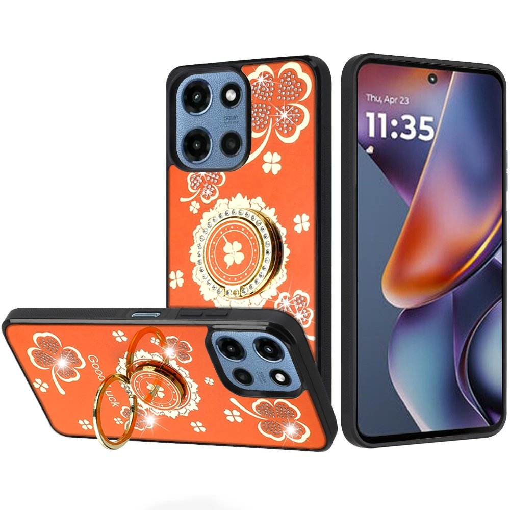 for moto g 5g 2025/2026 / g play 2026 splendid diamond glitter ornaments engraving case cover good luck floral cosmic orange