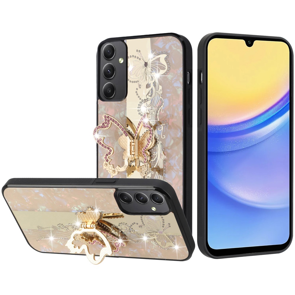 for samsung a16 5g splendid diamond glitter ornaments engraving case cover enchanted butterfly gold