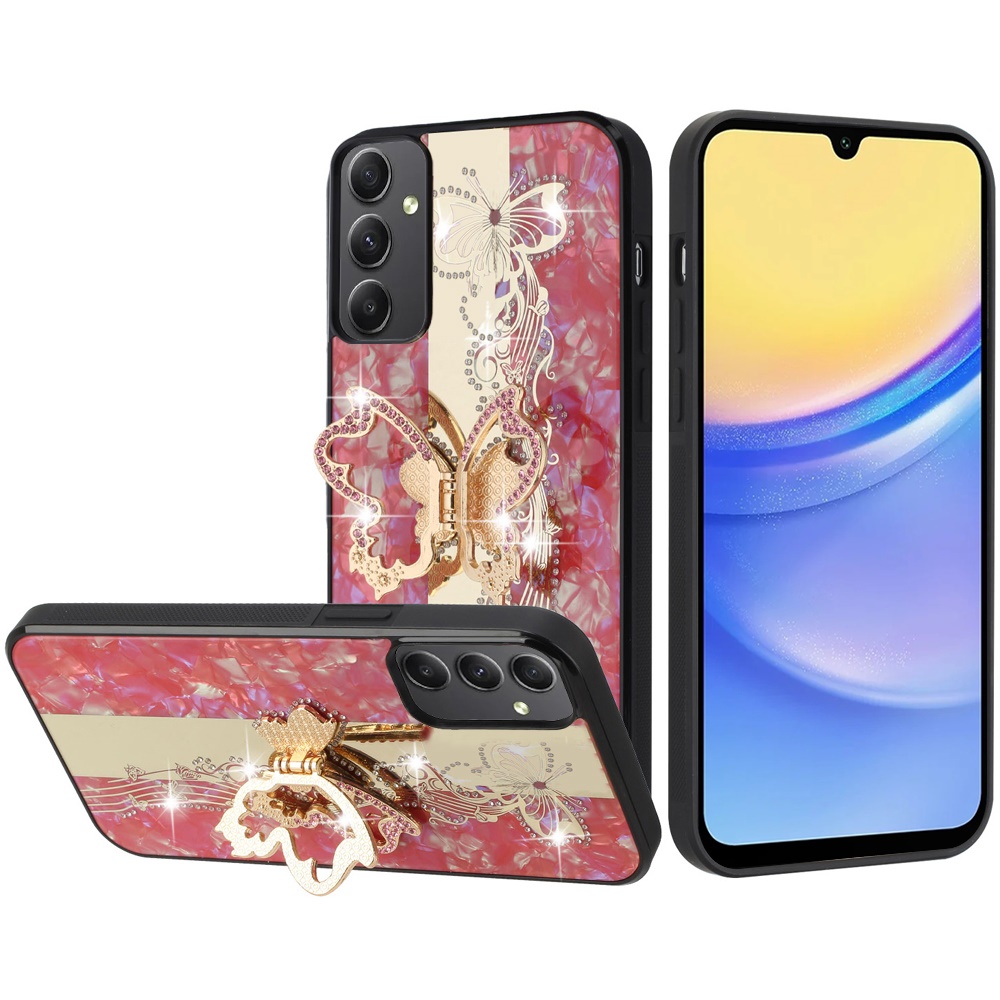 for samsung a16 5g splendid diamond glitter ornaments engraving case cover enchanted butterfly red