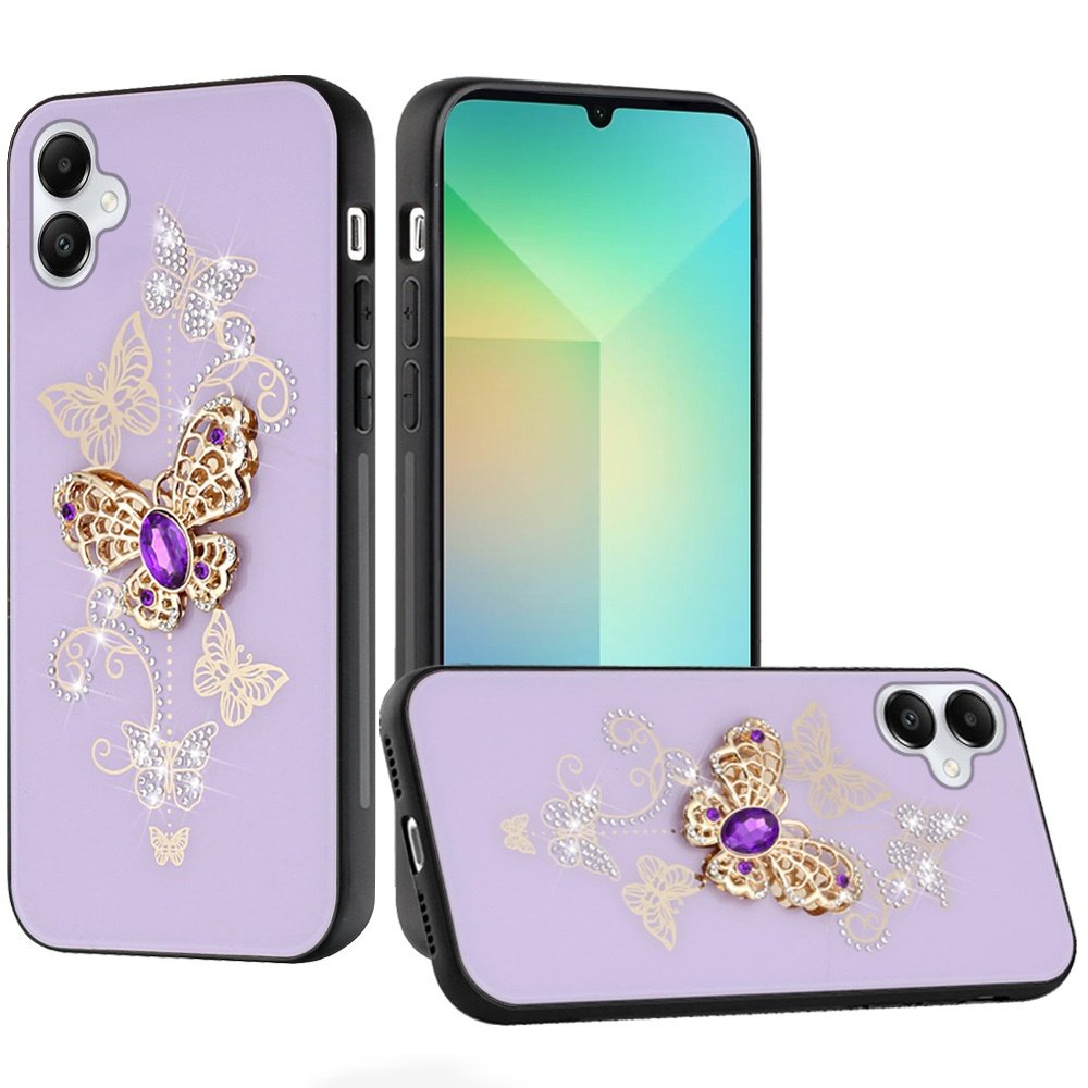 for samsung a06 splendid diamond glitter ornaments engraving garden butterflies purple