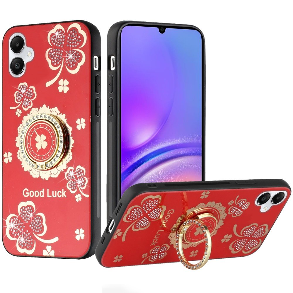 for samsung a06 splendid diamond glitter ornaments engraving good luck floral red