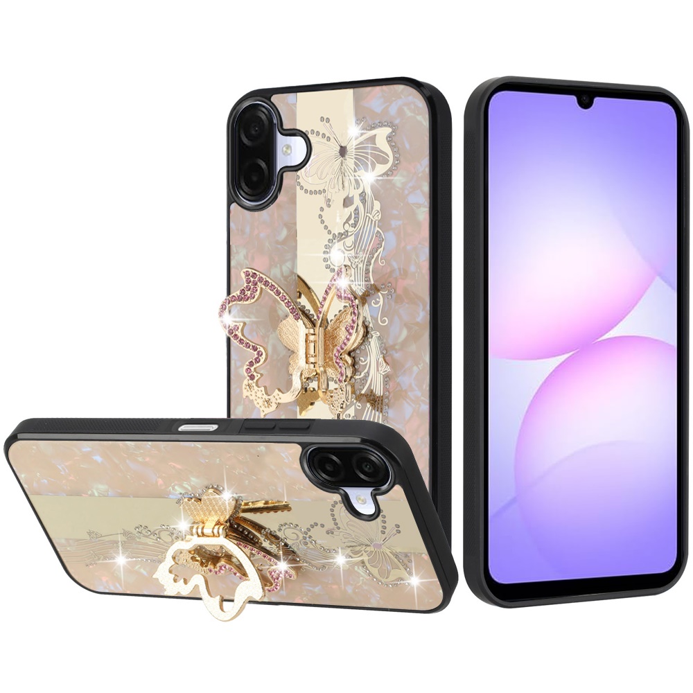 for samsung galaxy a07 splendid diamond glitter ornaments engraving case cover enchanted butterfly gold