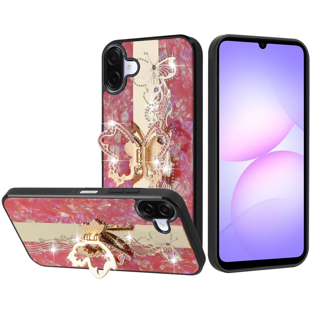 for samsung galaxy a07 splendid diamond glitter ornaments engraving case cover enchanted butterfly red